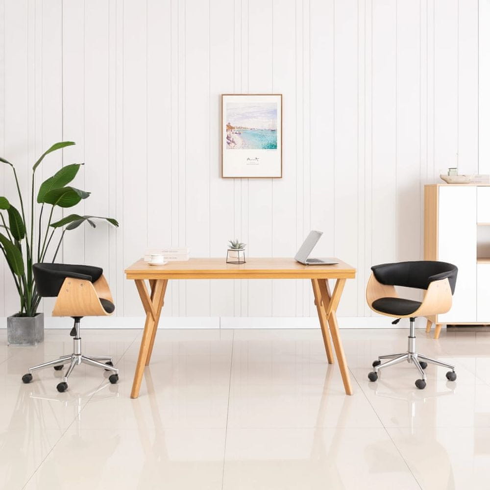 Petromila vidaXL Otočná kancelárska stolička, čierna, ohýbané drevo a umelá koža